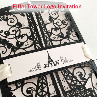 Eiffel Tower Logo Laser Cut Wedding Invitation Suite